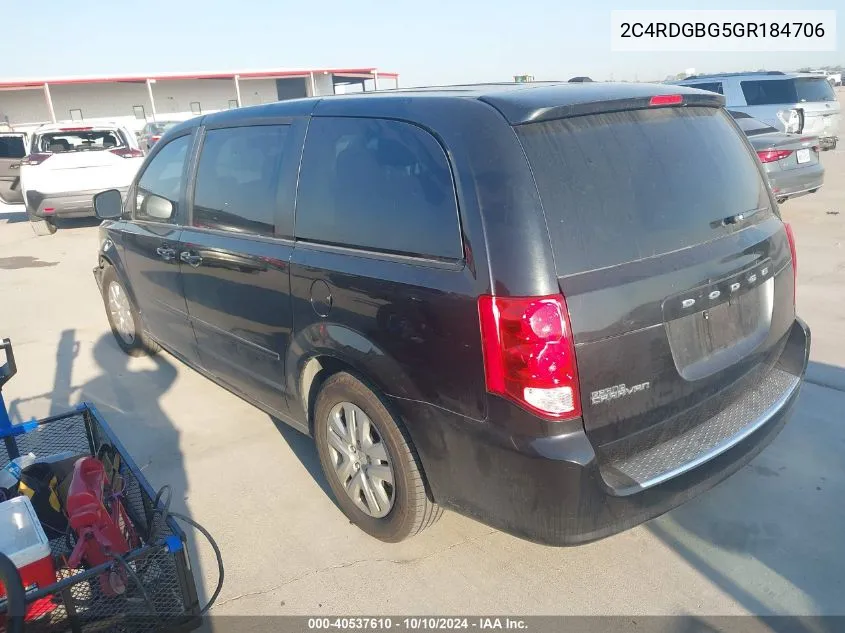 2016 Dodge Grand Caravan Se VIN: 2C4RDGBG5GR184706 Lot: 40537610