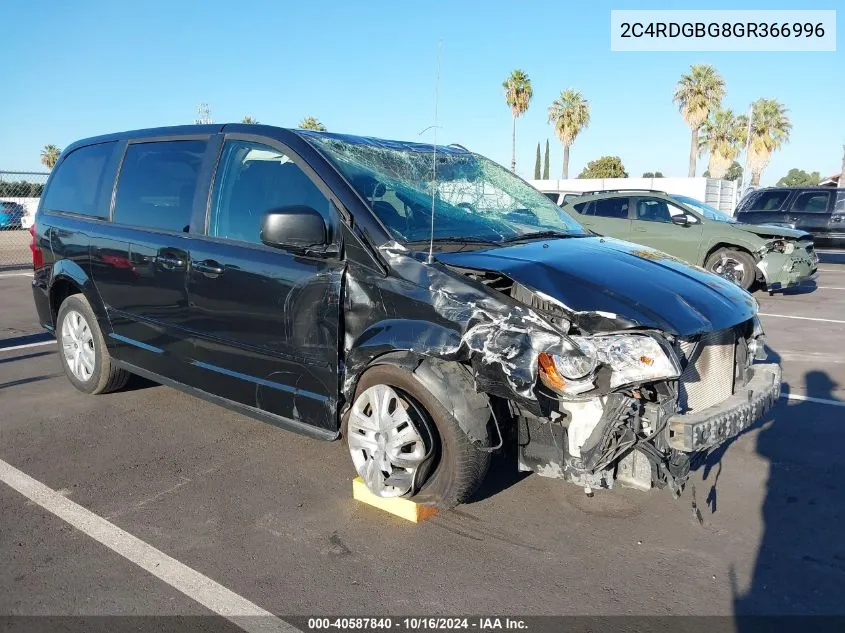 2016 Dodge Grand Caravan Se VIN: 2C4RDGBG8GR366996 Lot: 40587840