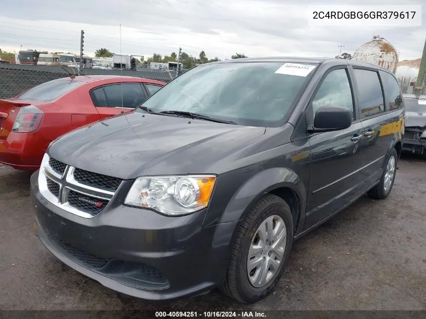 2016 Dodge Grand Caravan Se VIN: 2C4RDGBG6GR379617 Lot: 40594251