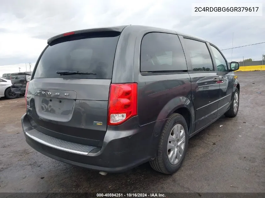 2016 Dodge Grand Caravan Se VIN: 2C4RDGBG6GR379617 Lot: 40594251