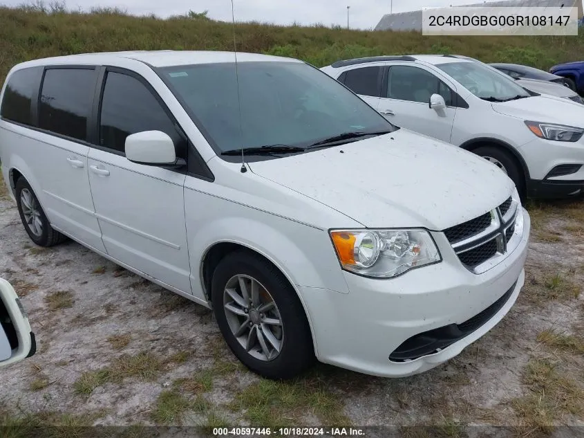 2016 Dodge Grand Caravan Se Plus VIN: 2C4RDGBG0GR108147 Lot: 40597446