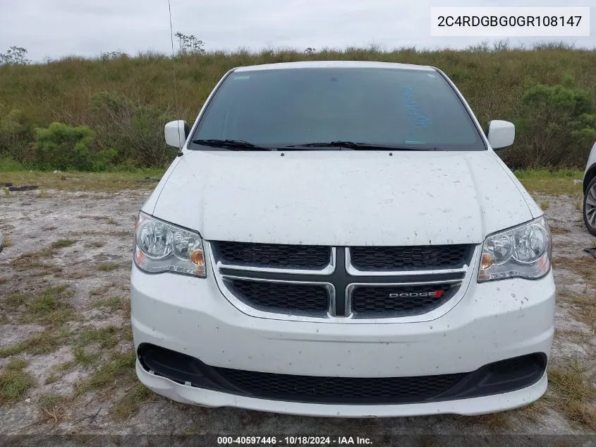 2016 Dodge Grand Caravan Se Plus VIN: 2C4RDGBG0GR108147 Lot: 40597446