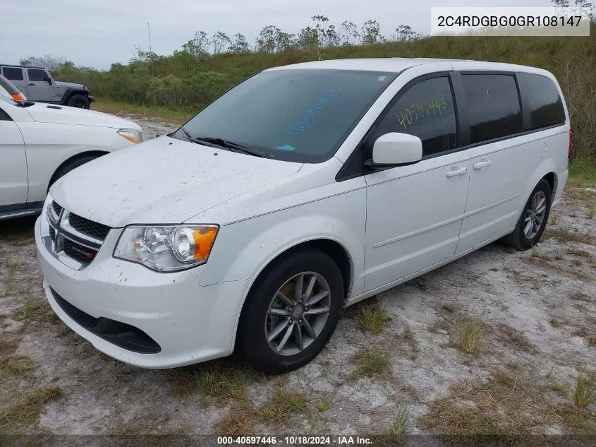 2C4RDGBG0GR108147 2016 Dodge Grand Caravan Se Plus