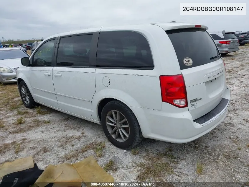 2016 Dodge Grand Caravan Se Plus VIN: 2C4RDGBG0GR108147 Lot: 40597446