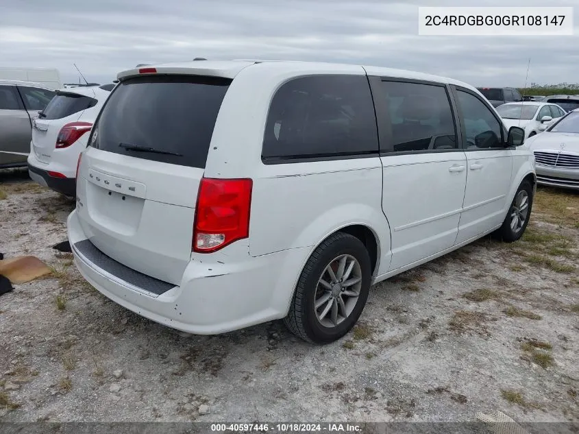 2016 Dodge Grand Caravan Se Plus VIN: 2C4RDGBG0GR108147 Lot: 40597446