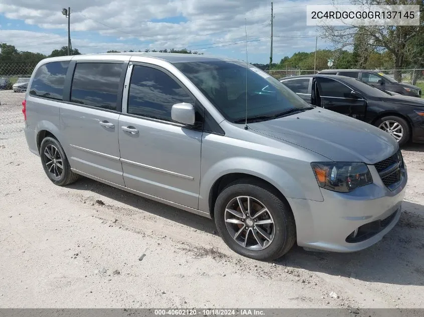 2016 Dodge Grand Caravan Sxt VIN: 2C4RDGCG0GR137145 Lot: 40602120