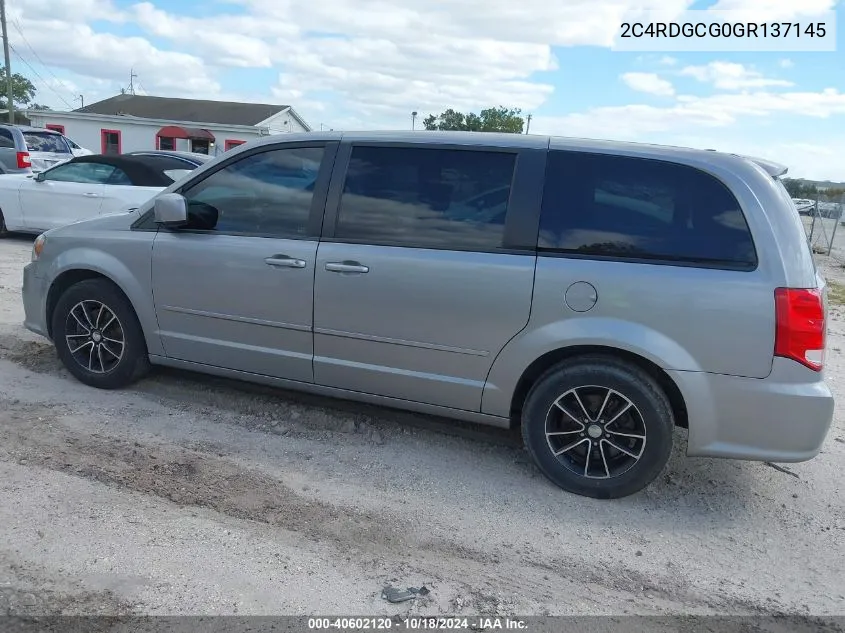 2016 Dodge Grand Caravan Sxt VIN: 2C4RDGCG0GR137145 Lot: 40602120