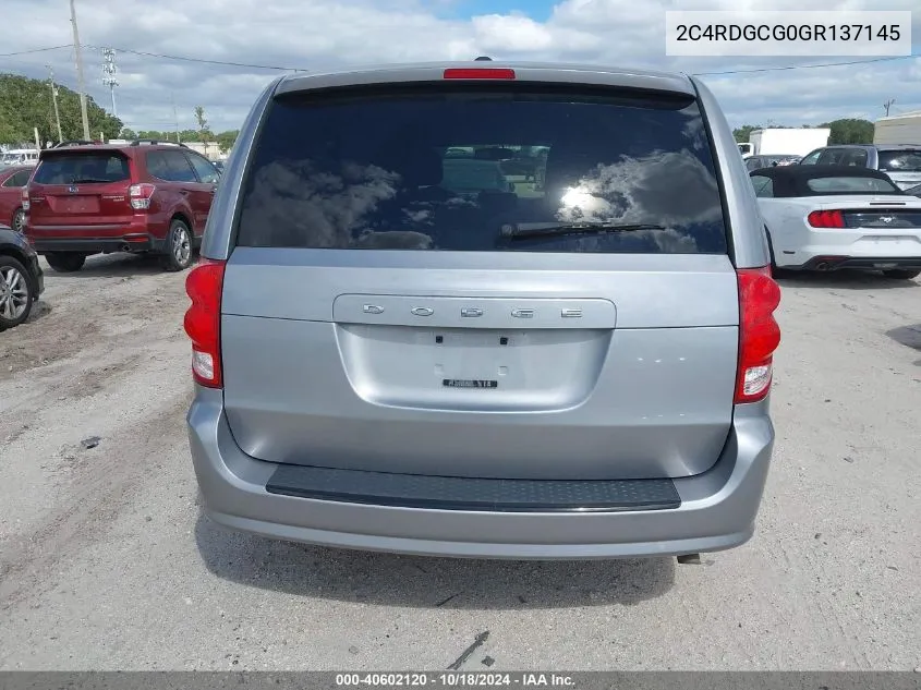 2016 Dodge Grand Caravan Sxt VIN: 2C4RDGCG0GR137145 Lot: 40602120