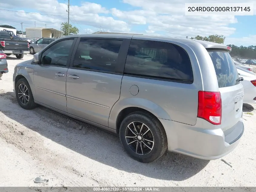 2016 Dodge Grand Caravan Sxt VIN: 2C4RDGCG0GR137145 Lot: 40602120