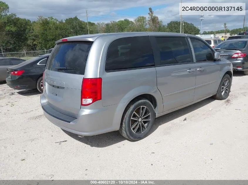 2C4RDGCG0GR137145 2016 Dodge Grand Caravan Sxt