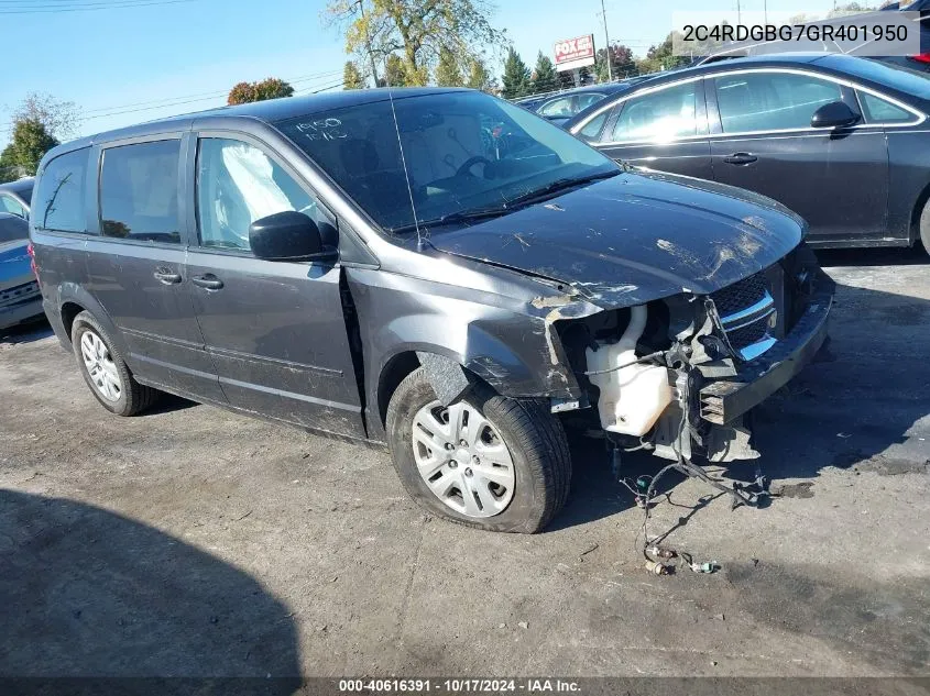 2016 Dodge Grand Caravan Se VIN: 2C4RDGBG7GR401950 Lot: 40616391