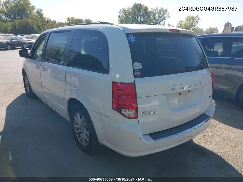 2016 Dodge Grand Caravan Sxt VIN: 2C4RDGCG4GR387987 Lot: 40633059