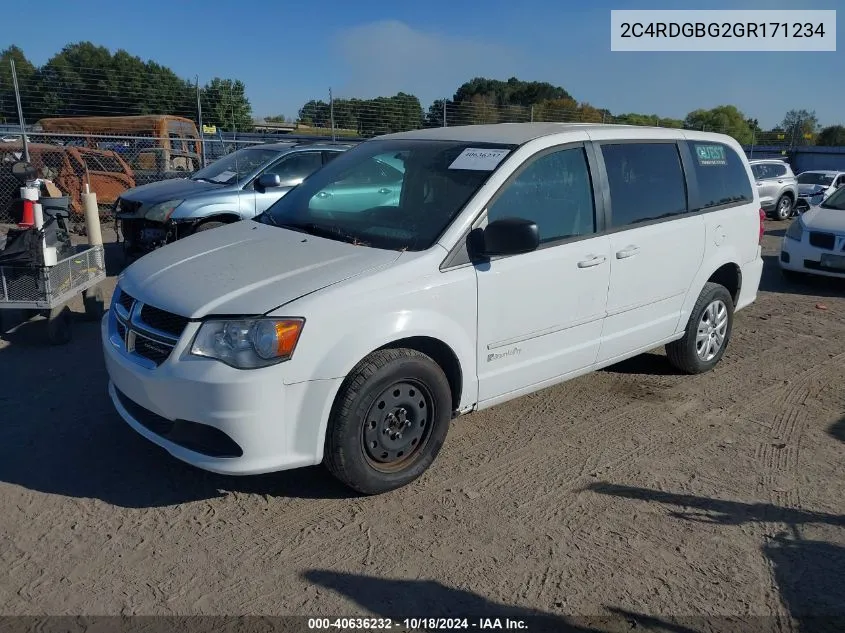 2016 Dodge Grand Caravan Se VIN: 2C4RDGBG2GR171234 Lot: 40636232