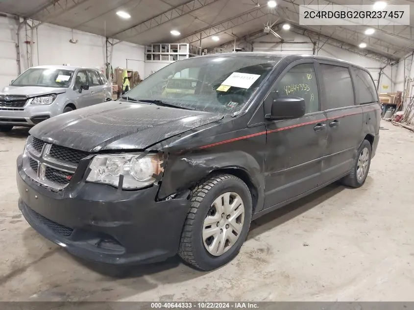 2016 Dodge Grand Caravan Se VIN: 2C4RDGBG2GR237457 Lot: 40644333