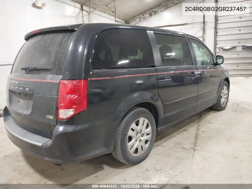 2016 Dodge Grand Caravan Se VIN: 2C4RDGBG2GR237457 Lot: 40644333