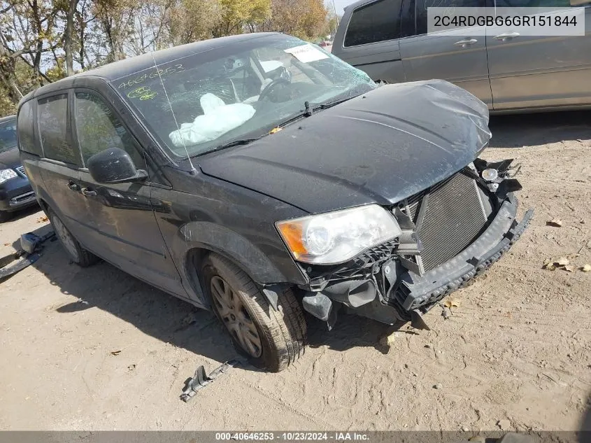 2016 Dodge Grand Caravan Se VIN: 2C4RDGBG6GR151844 Lot: 40646253