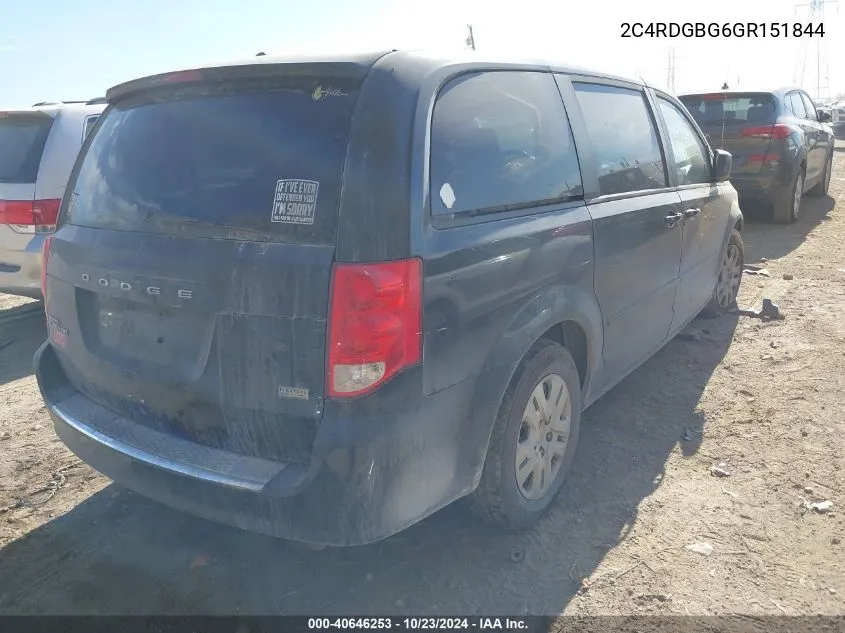 2C4RDGBG6GR151844 2016 Dodge Grand Caravan Se