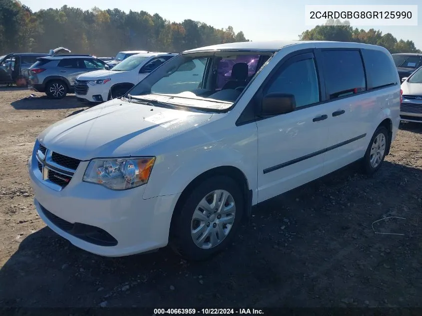 2016 Dodge Grand Caravan American Value Pkg VIN: 2C4RDGBG8GR125990 Lot: 40663959