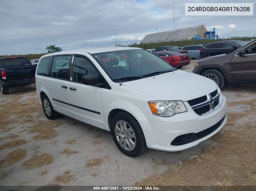 2016 Dodge Grand Caravan American Value Pkg VIN: 2C4RDGBG4GR176208 Lot: 40672581