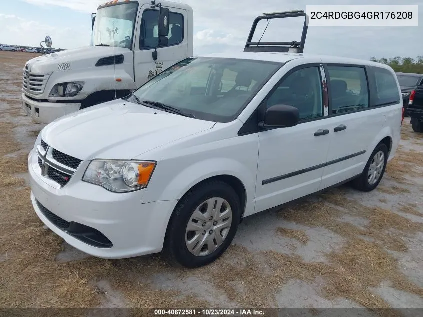 2016 Dodge Grand Caravan American Value Pkg VIN: 2C4RDGBG4GR176208 Lot: 40672581