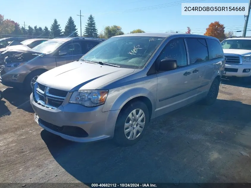 2016 Dodge Grand Caravan Se VIN: 2C4RDGBG5GR154668 Lot: 40682112