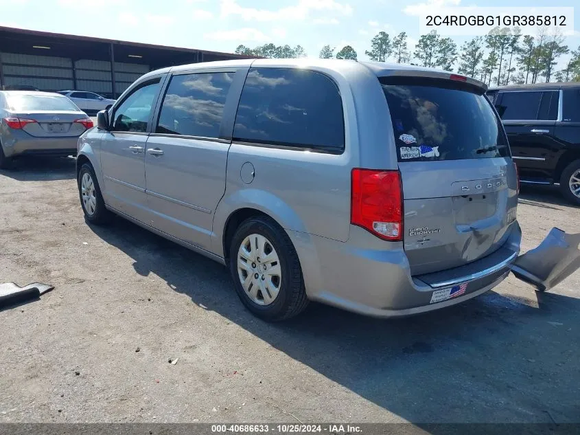 2016 Dodge Grand Caravan Se VIN: 2C4RDGBG1GR385812 Lot: 40686633