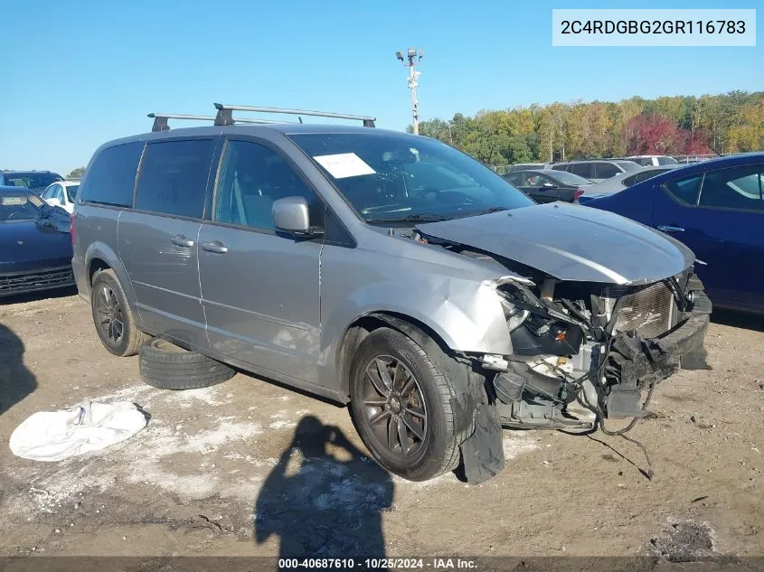 2016 Dodge Grand Caravan Se Plus VIN: 2C4RDGBG2GR116783 Lot: 40687610