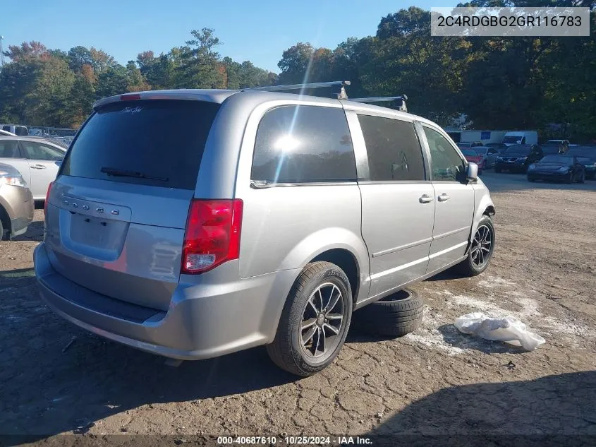 2016 Dodge Grand Caravan Se Plus VIN: 2C4RDGBG2GR116783 Lot: 40687610