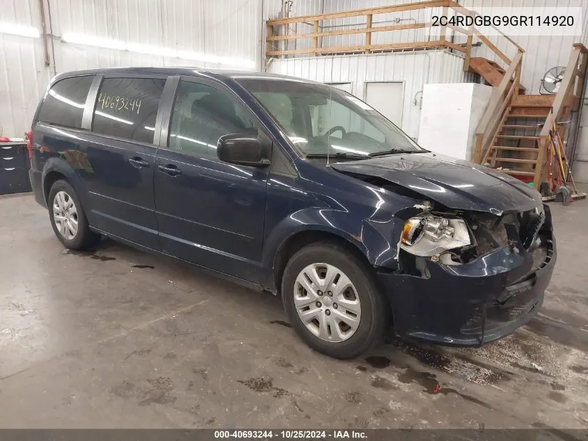 2016 Dodge Grand Caravan Se VIN: 2C4RDGBG9GR114920 Lot: 40693244