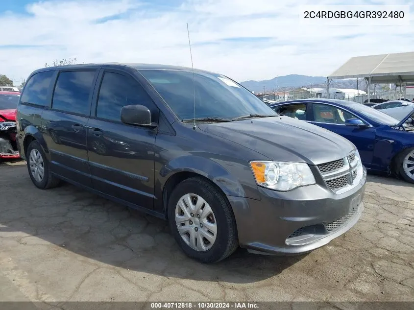 2016 Dodge Grand Caravan American Value Pkg VIN: 2C4RDGBG4GR392480 Lot: 40712818