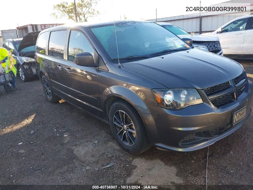 2016 Dodge Grand Caravan Se Plus VIN: 2C4RDGBG0GR399801 Lot: 40736907