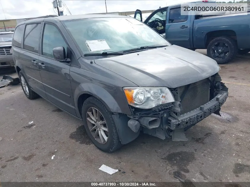 2016 Dodge Grand Caravan Sxt VIN: 2C4RDGCG6GR380961 Lot: 40737993