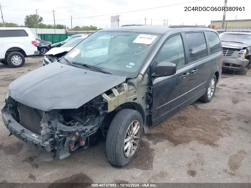 2016 Dodge Grand Caravan Sxt VIN: 2C4RDGCG6GR380961 Lot: 40737993