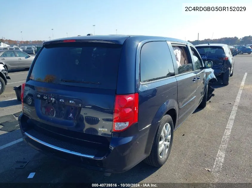 2016 Dodge Grand Caravan Se VIN: 2C4RDGBG5GR152029 Lot: 40739516