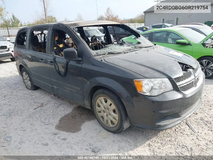 2016 Dodge Grand Caravan American Value Pkg VIN: 2C4RDGBG6GR219754 Lot: 40740740