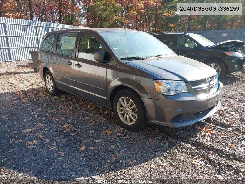 2016 Dodge Grand Caravan American Value Pkg VIN: 2C4RDGBG0GR336259 Lot: 40743825