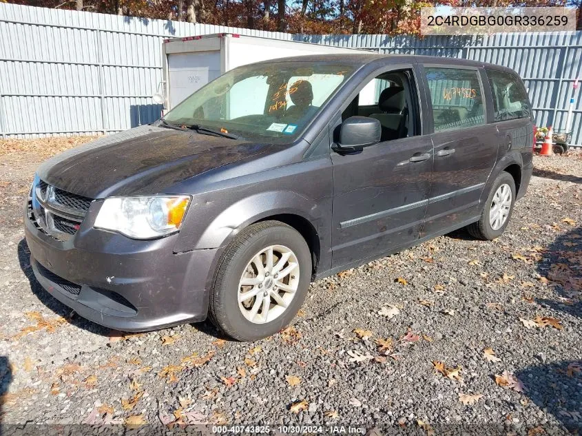 2016 Dodge Grand Caravan American Value Pkg VIN: 2C4RDGBG0GR336259 Lot: 40743825