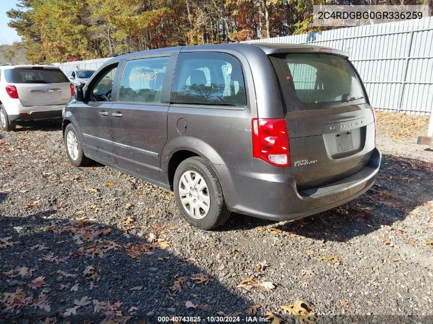 2016 Dodge Grand Caravan American Value Pkg VIN: 2C4RDGBG0GR336259 Lot: 40743825