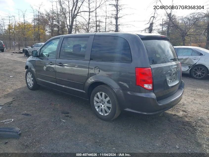 2016 Dodge Grand Caravan Se Plus VIN: 2C4RDGBG7GR368304 Lot: 40744026