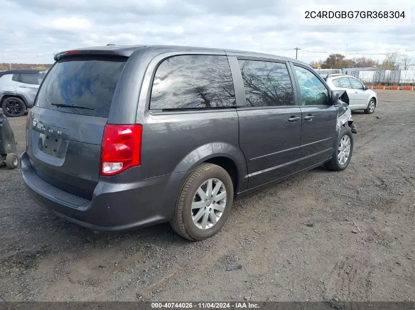 2016 Dodge Grand Caravan Se Plus VIN: 2C4RDGBG7GR368304 Lot: 40744026