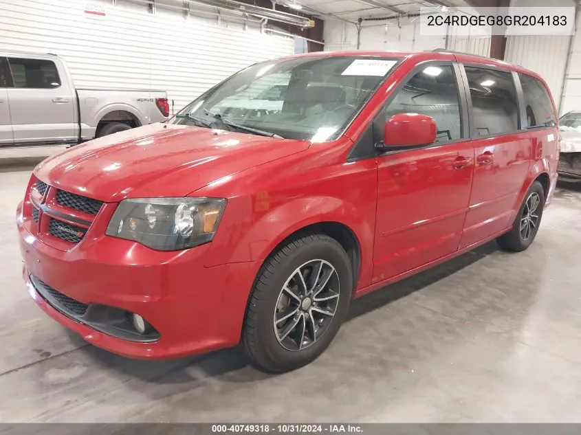 2016 Dodge Grand Caravan R/T VIN: 2C4RDGEG8GR204183 Lot: 40749318