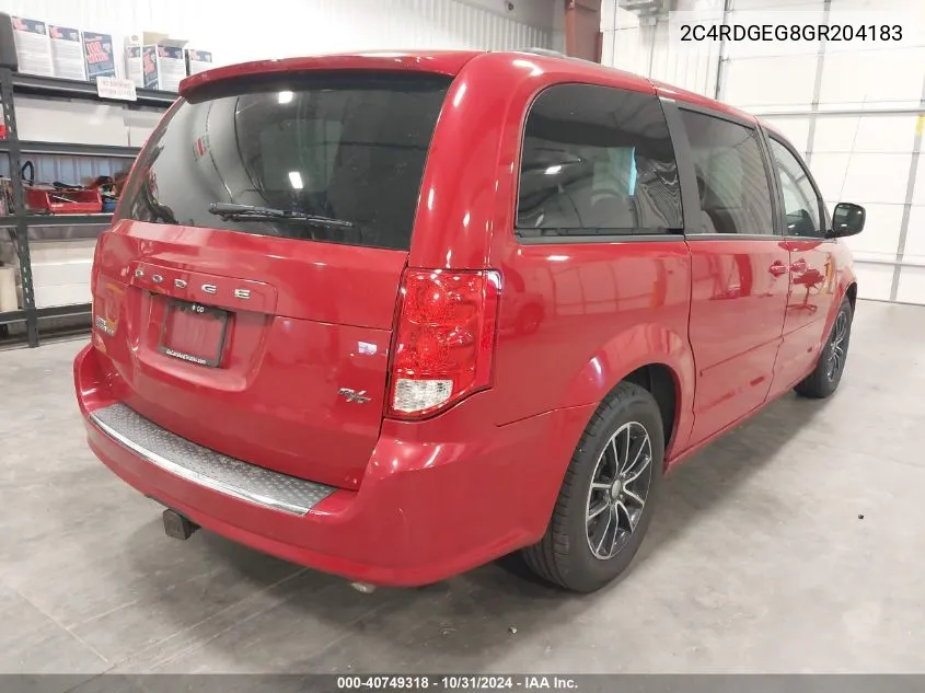 2016 Dodge Grand Caravan R/T VIN: 2C4RDGEG8GR204183 Lot: 40749318