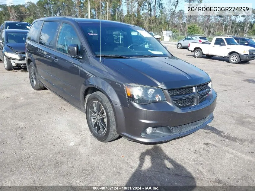 2016 Dodge Grand Caravan R/T VIN: 2C4RDGEG3GR274299 Lot: 40752124