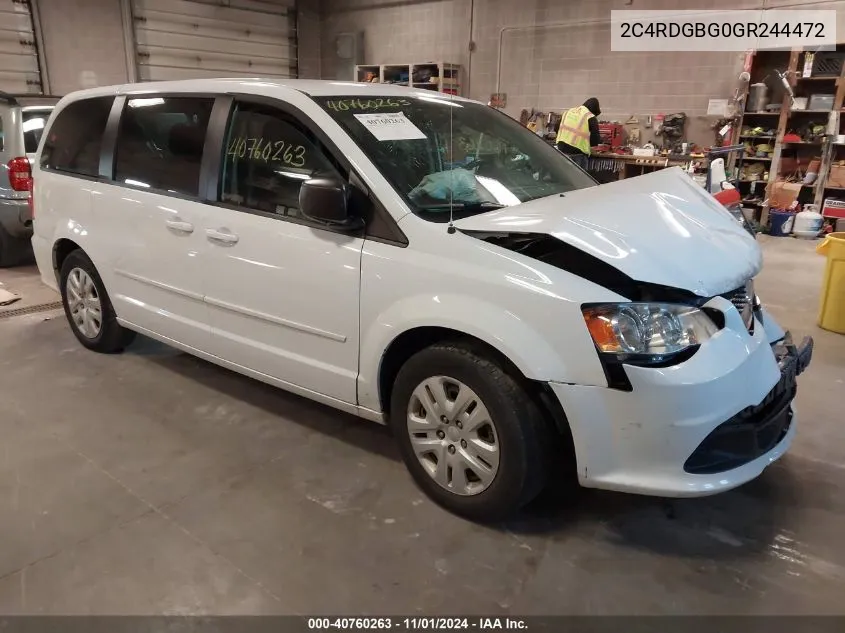 2016 Dodge Grand Caravan Se VIN: 2C4RDGBG0GR244472 Lot: 40760263