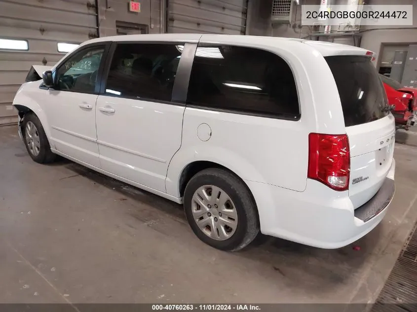 2016 Dodge Grand Caravan Se VIN: 2C4RDGBG0GR244472 Lot: 40760263