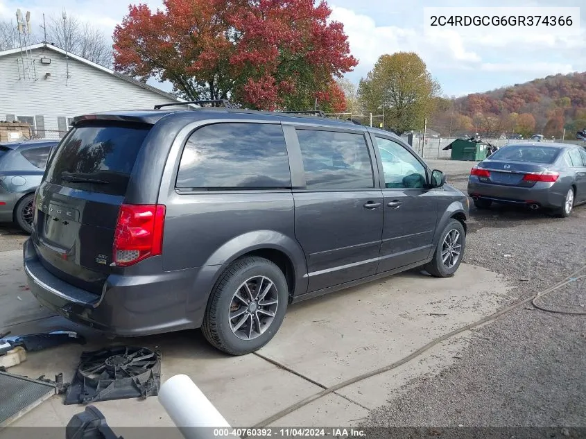 2016 Dodge Grand Caravan Sxt VIN: 2C4RDGCG6GR374366 Lot: 40760392