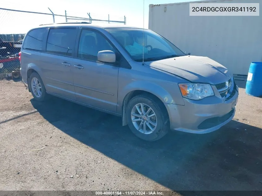 2016 Dodge Grand Caravan Sxt VIN: 2C4RDGCGXGR341192 Lot: 40801164