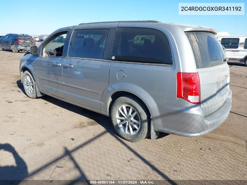 2016 Dodge Grand Caravan Sxt VIN: 2C4RDGCGXGR341192 Lot: 40801164