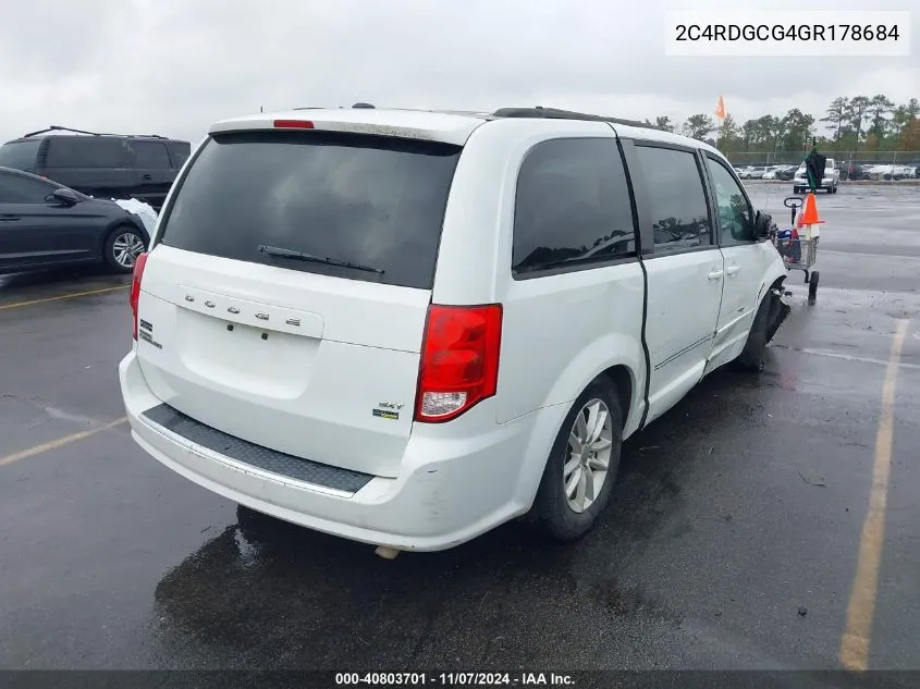 2016 Dodge Grand Caravan Sxt VIN: 2C4RDGCG4GR178684 Lot: 40803701