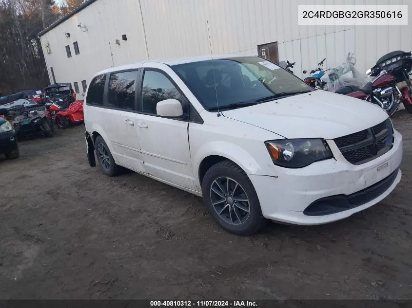 2016 Dodge Grand Caravan Se Plus VIN: 2C4RDGBG2GR350616 Lot: 40810312